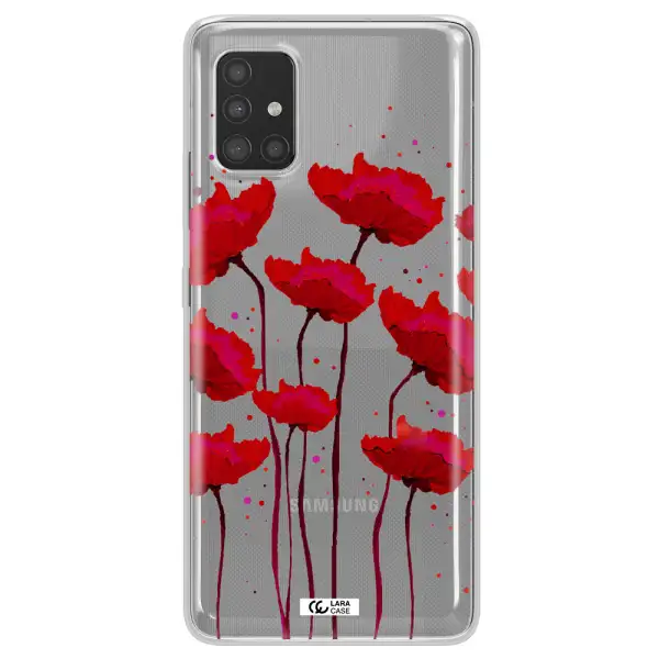 Red Fashion Flower Samsung A51 Clear TPU Case