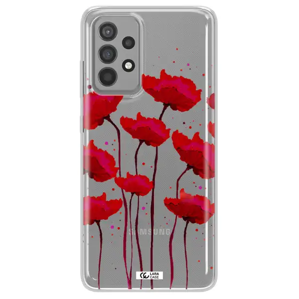 Red Fashion Flower Samsung A52 Clear TPU Case