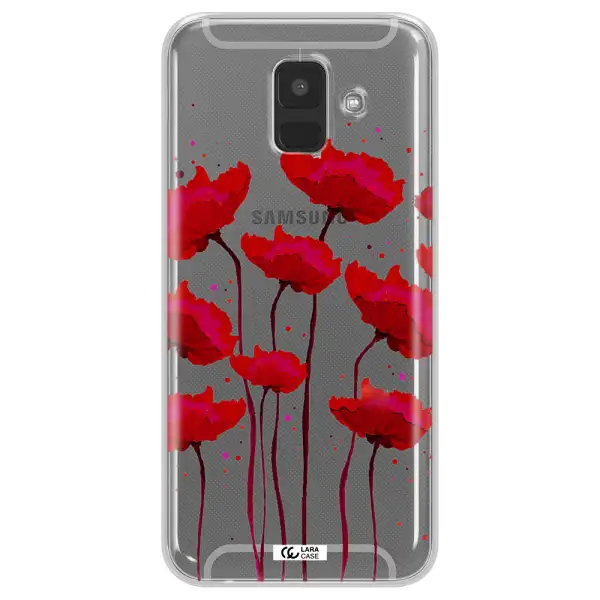 Red Fashion Flower Samsung A6 Clear TPU Case