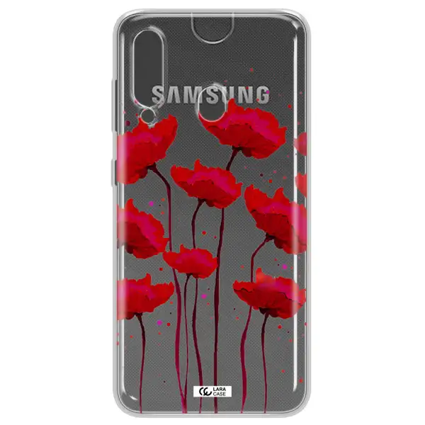 Red Fashion Flower Samsung A60 Clear TPU Case