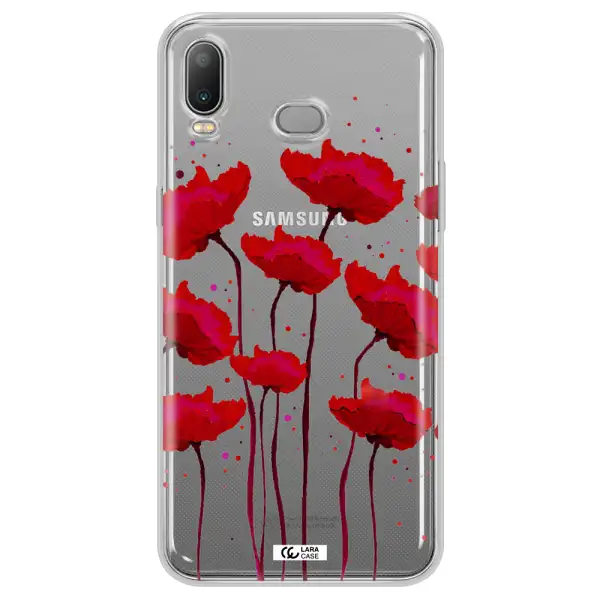 Red Fashion Flower Samsung A6S Clear TPU Case