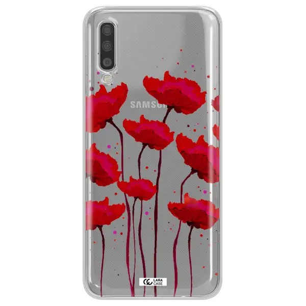 Red Fashion Flower Samsung A70 Clear TPU Case