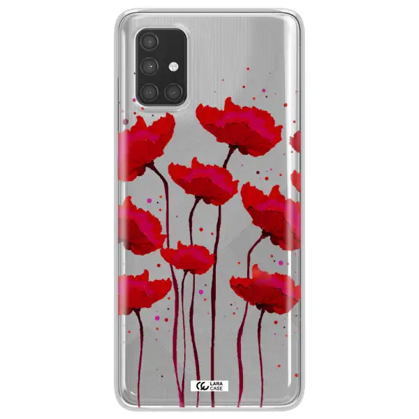 Red Fashion Flower Samsung A71 Clear TPU Case