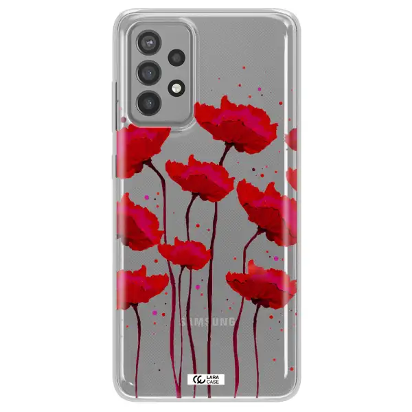 Red Fashion Flower Samsung A72 Clear TPU Case