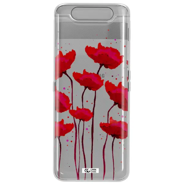 Red Fashion Flower Samsung A80 Clear TPU Case