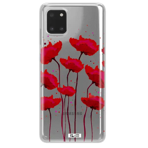 Red Fashion Flower Samsung A81 Clear TPU Case
