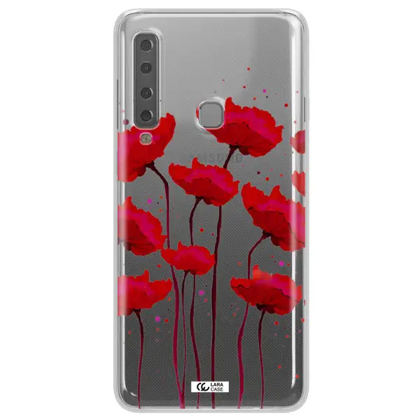 Red Fashion Flower Samsung A9 2018 Clear TPU Case
