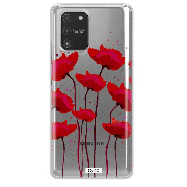 Red Fashion Flower Samsung A91 Clear TPU Case