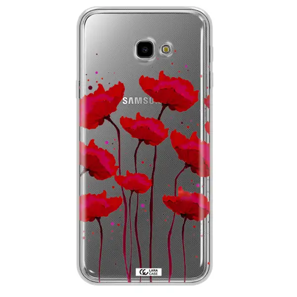 Red Fashion Flower Samsung J4 Plus Clear TPU Case