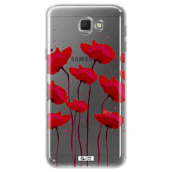 Red Fashion Flower Samsung J5 Prime Clear TPU Case