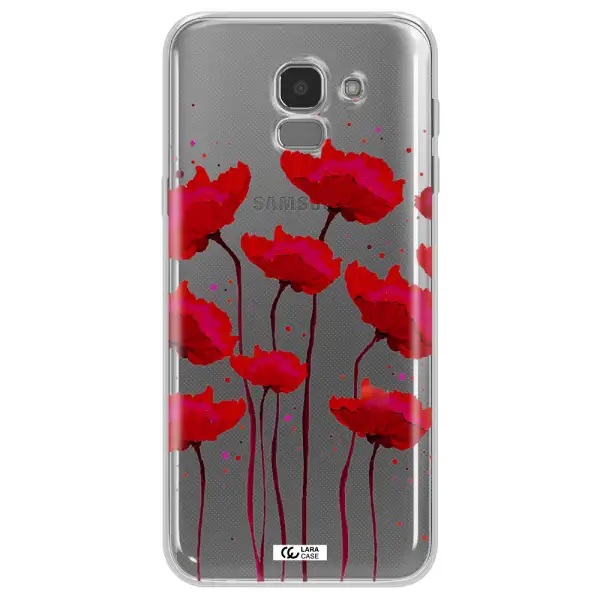 Red Fashion Flower Samsung J6 Clear TPU Case