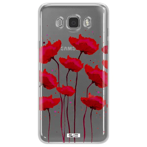 Red Fashion Flower Samsung J7 2016 Clear TPU Case