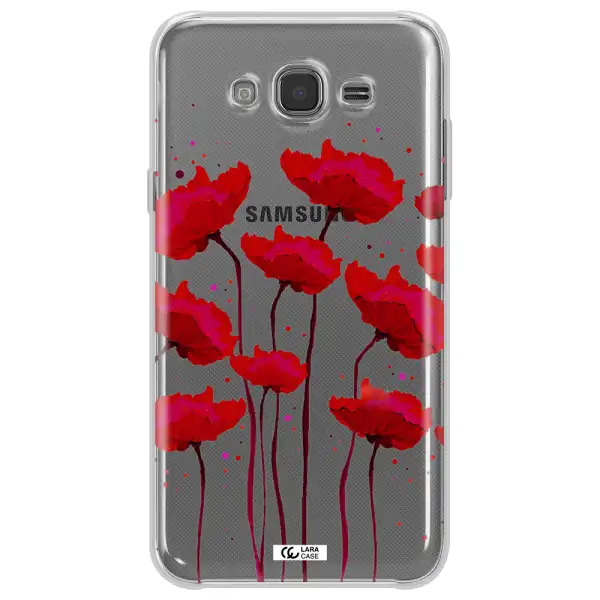 Red Fashion Flower Samsung J7 Clear TPU Case