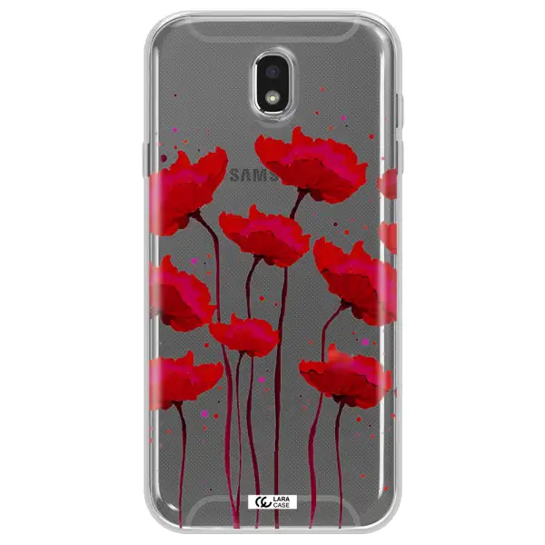 Red Fashion Flower Samsung J7 Pro Clear TPU Case