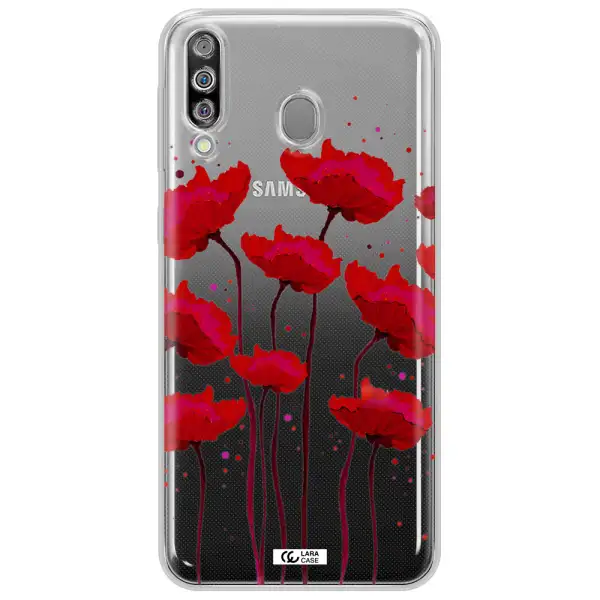 Red Fashion Flower Samsung M30 Clear TPU Case