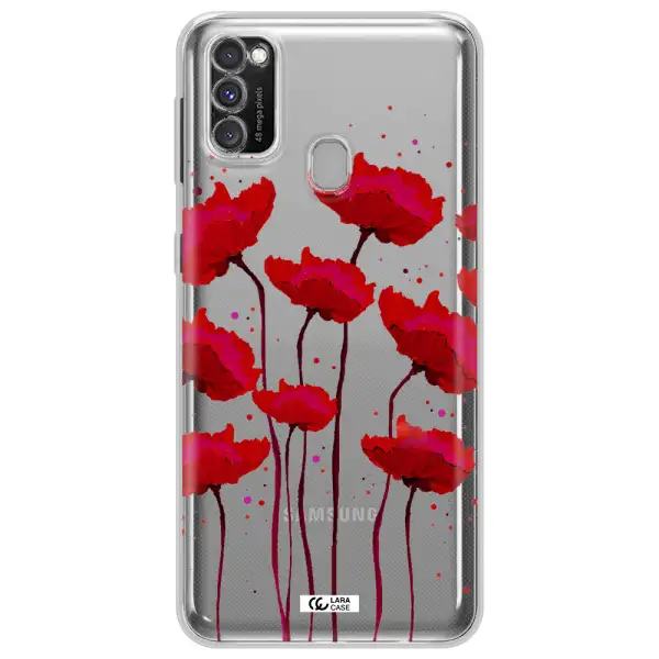 Red Fashion Flower Samsung M30S Clear TPU Case