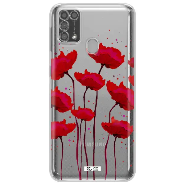 Red Fashion Flower Samsung M31 Clear TPU Case