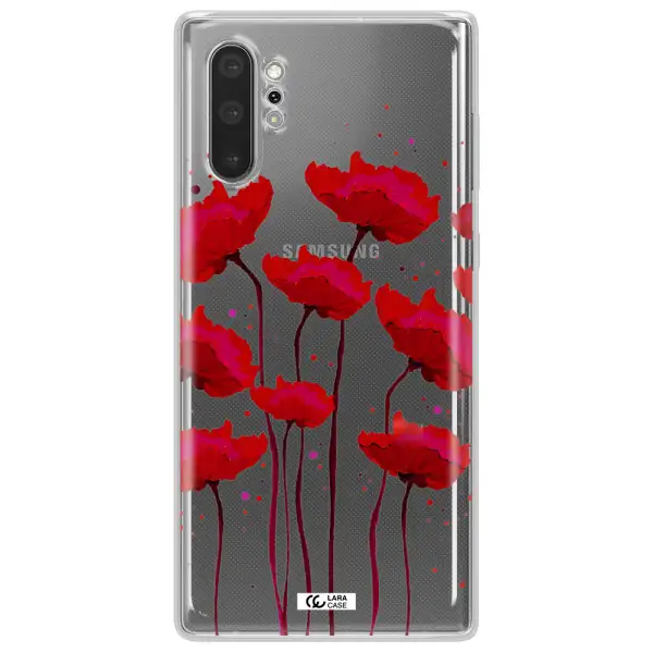 Red Fashion Flower Samsung Note 10 Plus Clear TPU Case