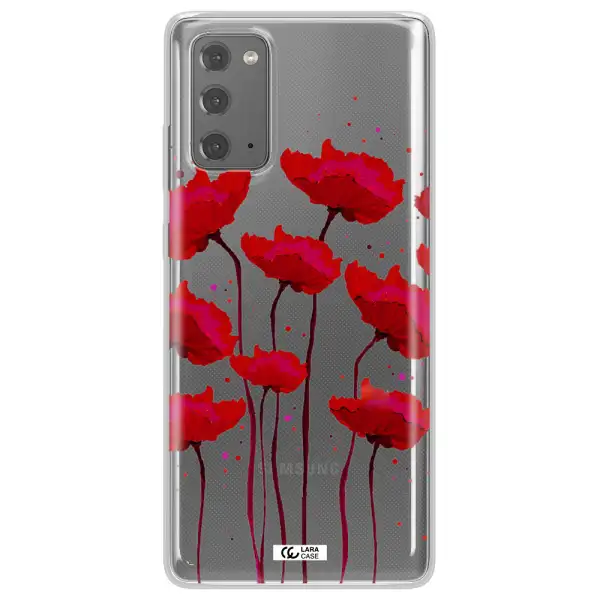 Red Fashion Flower Samsung Note 20 Clear TPU Case