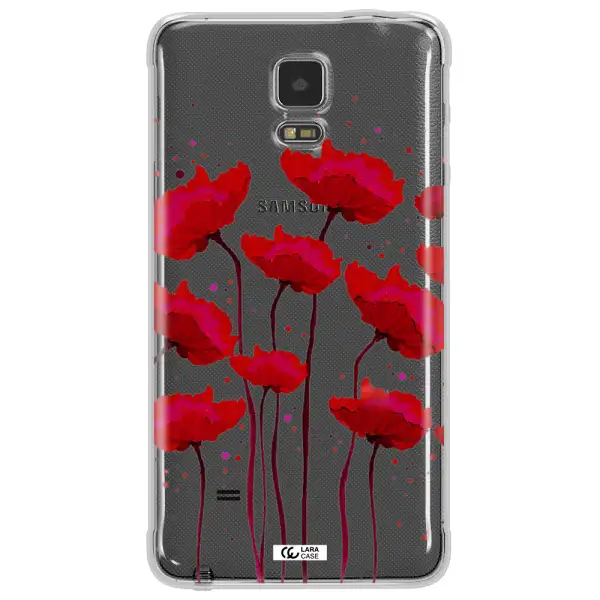 Red Fashion Flower Samsung Note 4 Clear TPU Case