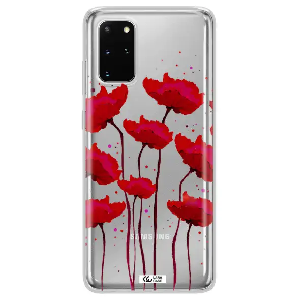 Red Fashion Flower Samsung S 20 Plus Clear TPU Case