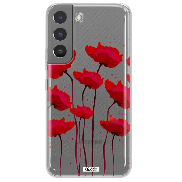 Red Fashion Flower Samsung S 22 Clear TPU Case
