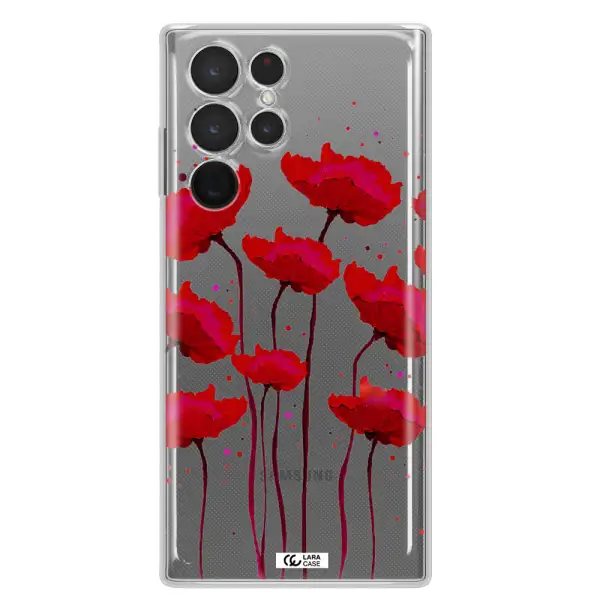 Red Fashion Flower Samsung S 22 Ultra Clear TPU Case