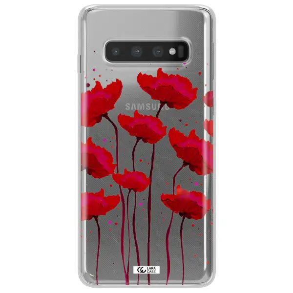 Red Fashion Flower Samsung S10 Clear TPU Case