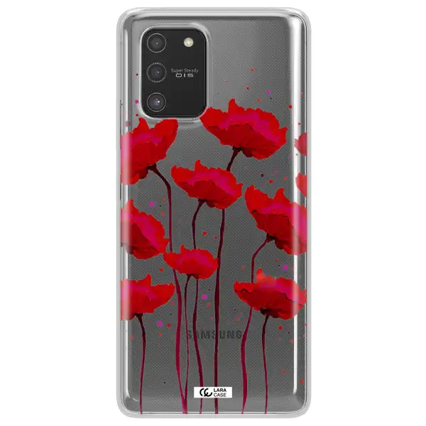 Red Fashion Flower Samsung S10 Lite Clear TPU Case