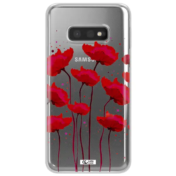 Red Fashion Flower Samsung S10e Clear TPU Case