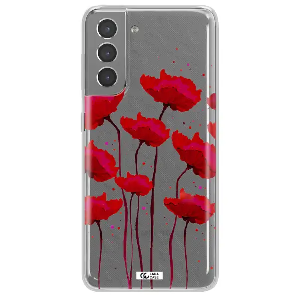 Red Fashion Flower Samsung S21 Plus Clear TPU Case