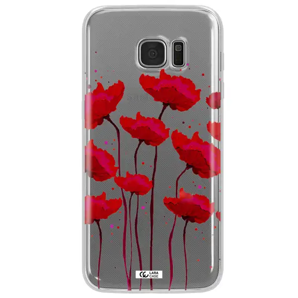 Red Fashion Flower Samsung S7 Edge Clear TPU Case