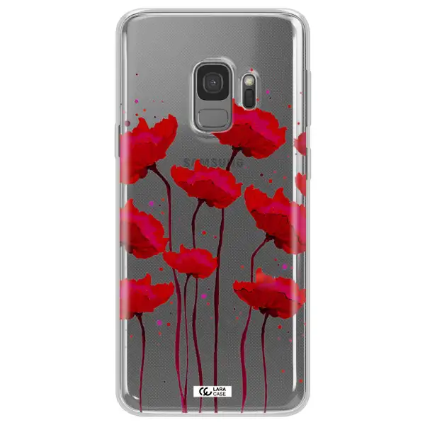 Red Fashion Flower Samsung S9 Clear TPU Case