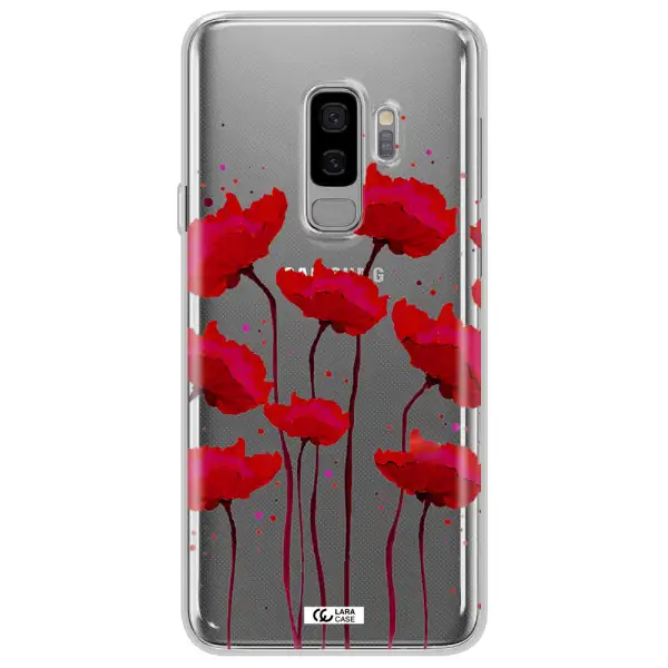 Red Fashion Flower Samsung S9 Plus Clear TPU Case