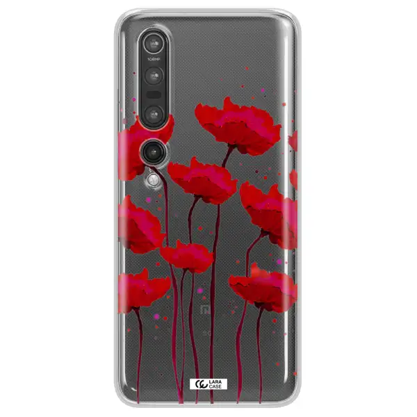 Red Fashion Flower Xiaomi Mi 10 Pro Clear TPU Case
