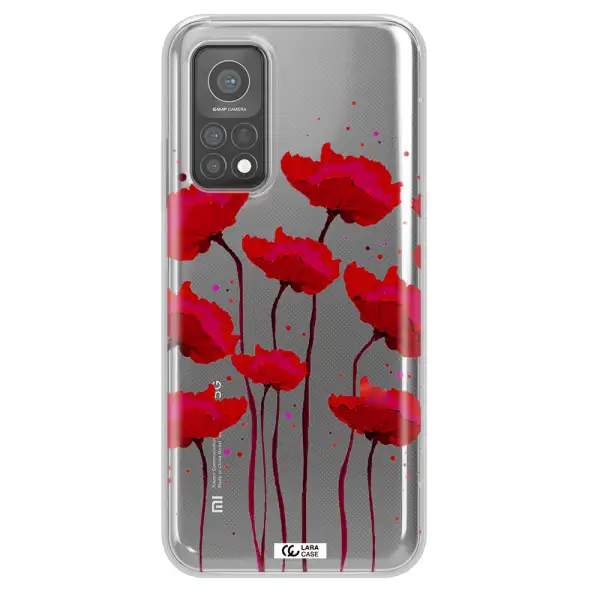 Red Fashion Flower Xiaomi Mi 10 T Pro Clear TPU Case