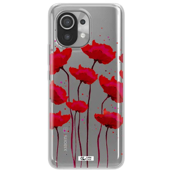 Red Fashion Flower Xiaomi Mi 11 Clear TPU Case