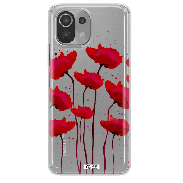 Red Fashion Flower Xiaomi Mi 11 Lite Clear TPU Case