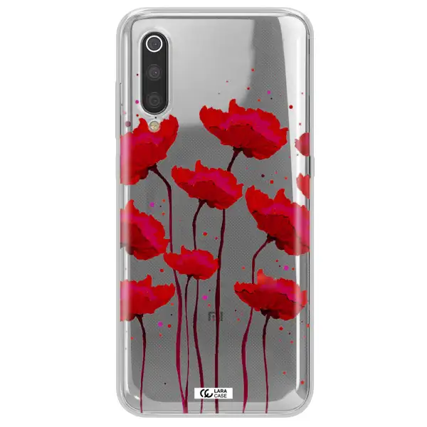 Red Fashion Flower Xiaomi Mi 9 Clear TPU Case