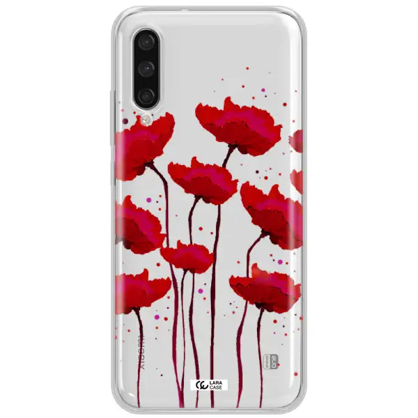 Red Fashion Flower Xiaomi Mi A3 Clear Tpu Case