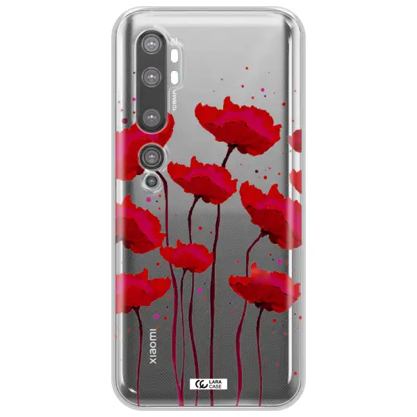 Red Fashion Flower Xiaomi Mi Note 10 Clear TPU Case
