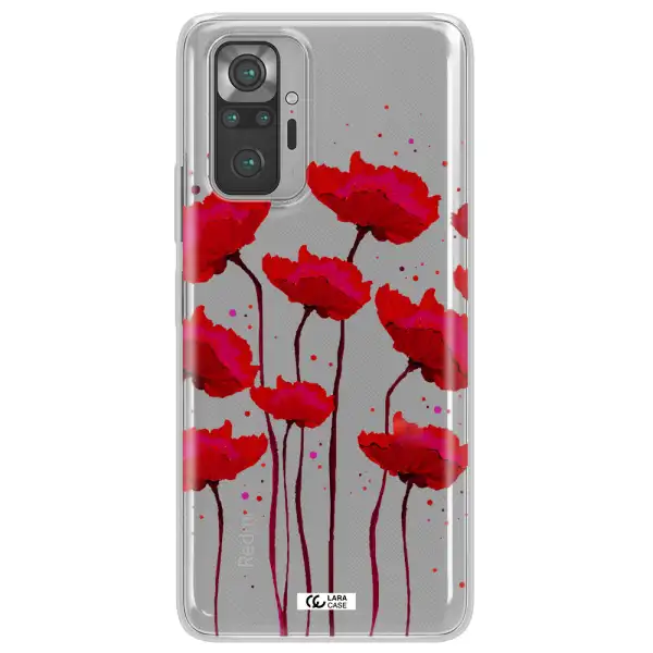 Red Fashion Flower Xiaomi Note 10 Pro Clear TPU Case
