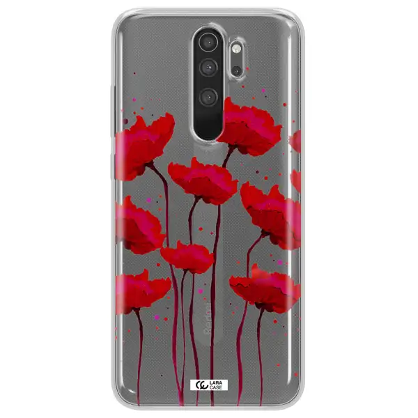Red Fashion Flower Xiaomi Note 8 Pro Clear TPU Case