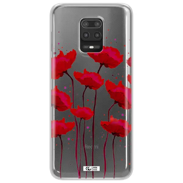Red Fashion Flower Xiaomi Note 9S Clear TPU Case