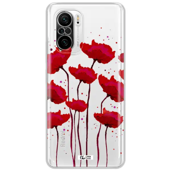 Red Fashion Flower Xiaomi Poco F3 Clear Tpu Case