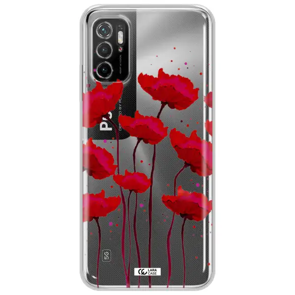 Red Fashion Flower Xiaomi Poco M3 Pro Clear Tpu Case