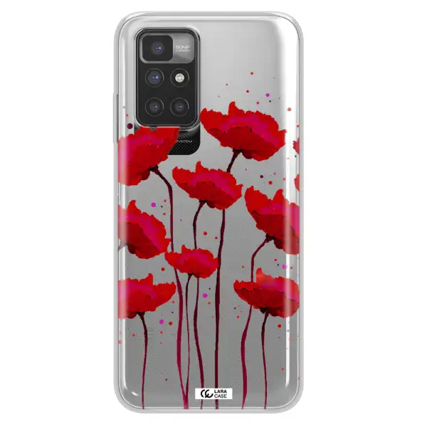 Red Fashion Flower Xiaomi Redmi 10 Clear TPU Case