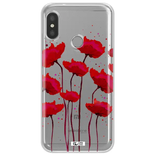 Red Fashion Flower Xiaomi Redmi 6 Pro Clear TPU Case