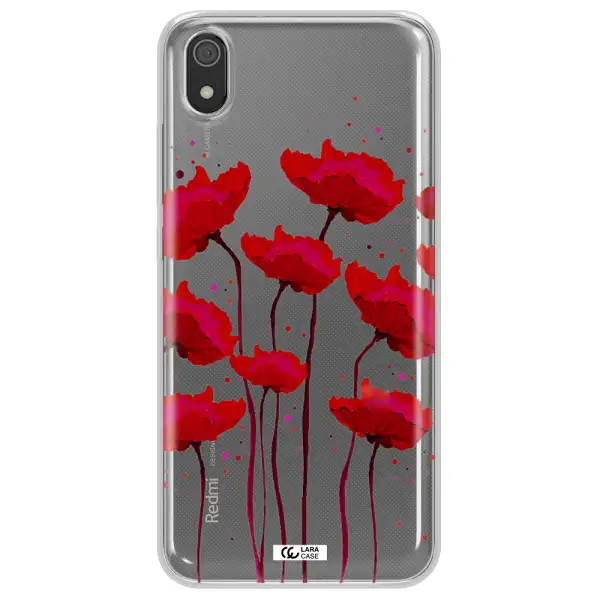 Red Fashion Flower Xiaomi Redmi 7A Clear TPU Case