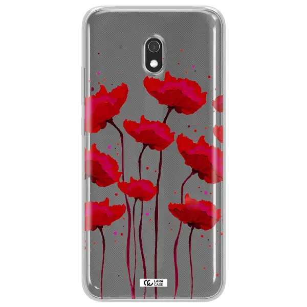 Red Fashion Flower Xiaomi Redmi 8A Clear TPU Case